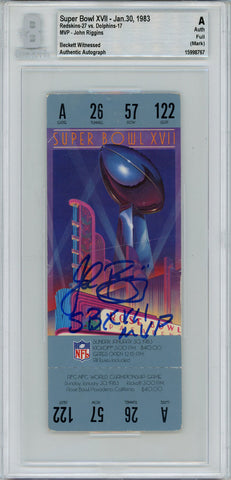 John Riggins Autographed Super Bowl XVII Full Ticket SB MVP BAS Slab 42985