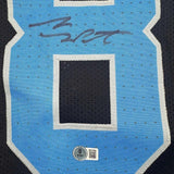 Framed Autographed/Signed Sam LaPorta 35x39 Detroit Black Jersey Beckett BAS COA
