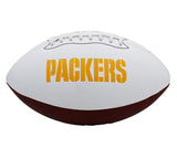 Earl Dotson Signed Green Bay Packers Embroidered White Football with Inscr.