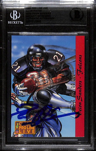 Deion Sanders Signed 1993 Proline SP6 Trading Card Beckett 40460