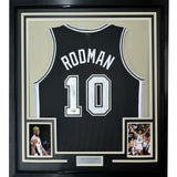 FRAMED Signed DENNIS RODMAN 35x39 San Antonio Black Jersey PSA COA