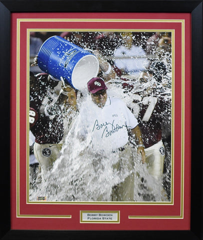 BOBBY BOWDEN SIGNED FLORIDA STATE SEMINOLES GATORADE 16x20 FRAMED PHOTO