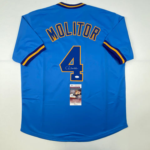 Autographed/Signed Paul Molitor Milwaukee Blue Baseball Jersey JSA COA Auto