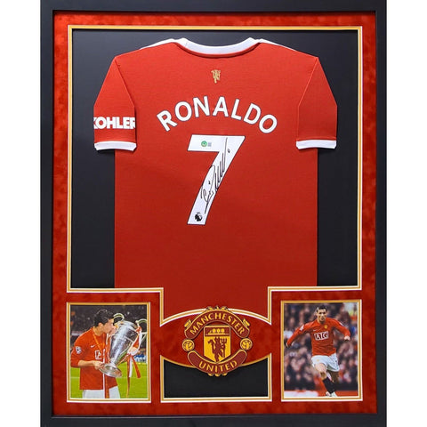 Cristiano Ronaldo Autographed Signed Framed Manchester United Jersey BECKETT BAS