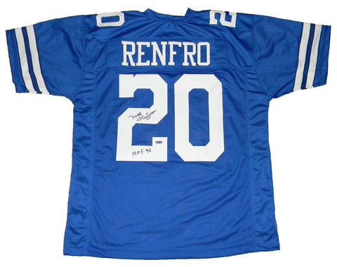 MEL RENFRO AUTOGRAPHED SIGNED DALLAS COWBOYS #20 BLUE JERSEY TRISTAR W/ HOF 96