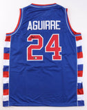 Mark Aguirre Signed Depaul Blue Demons Jersey (Beckett) 2xNBA Champion / Pistons