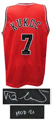 Toni Kukoc (BULLS) Signed Red Custom Basketball Jersey w/HOF'21 (SCHWARTZ COA)