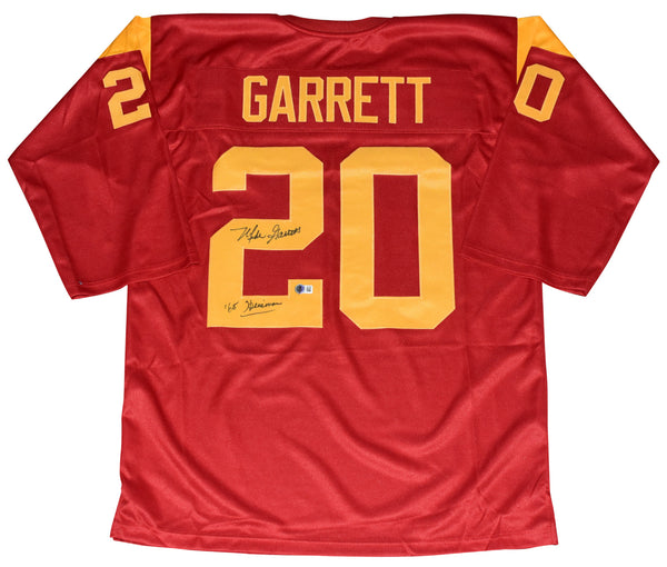 MIKE GARRETT SIGNED USC TROJANS #20 THROWBACK JERSEY BECKETT W/ 65 HEISMAN