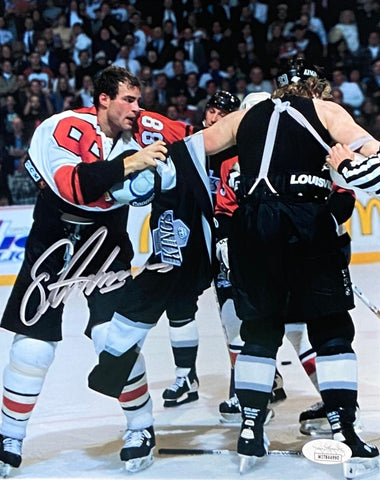 Eric Lindros Signed Philadelphia Flyers 8x10 Fight Photo JSA ITP