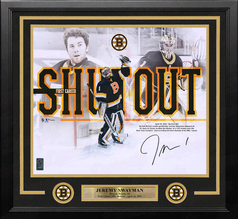 Jeremy Swayman 1st Shutout Boston Bruins Autographed 16x20 Framed Photo Fanatics