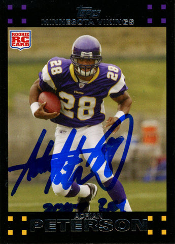 Adrian Peterson Autographed 2007 Topps #301 Trading Card ROY Beckett 38575