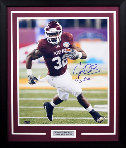 CYRUS GRAY AUTOGRAPHED TEXAS A&M AGGIES 16x20 FRAMED PHOTO COA