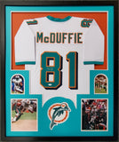 FRAMED MIAMI DOLPHINS OJ MCDUFFIE AUTOGRAPHED SIGNED JERSEY JSA COA