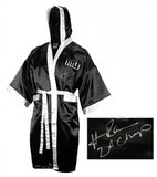 Hasim Rahman Signed Title Black & White Boxing Robe w/2x Champ - (SCHWARTZ COA)