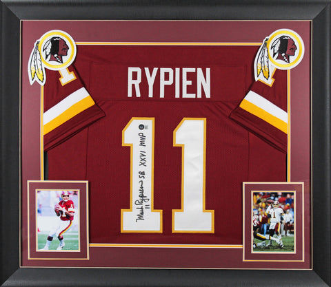 Mark Rypien "SB XXVI MVP" Signed Maroon Pro Style Framed Jersey BAS Witnessed