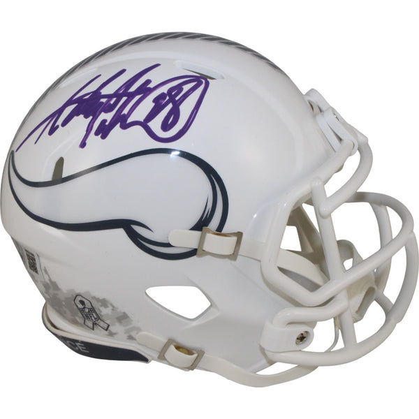 Adrian Peterson Autographed Minnesota Vikings 24 STS Mini Helmet Beckett 50835