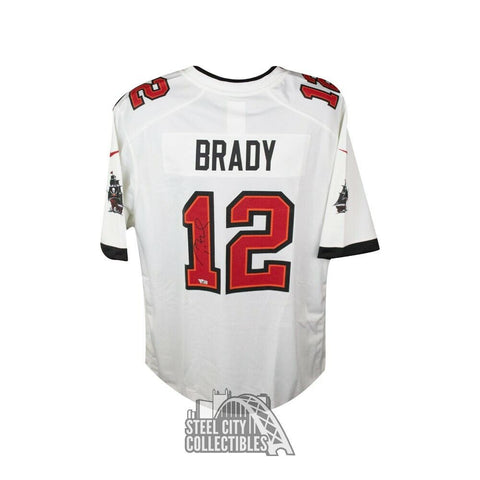 Tom Brady Autograph Tampa Bay Buccaneers White Nike Football Jersey Fanatics LOA