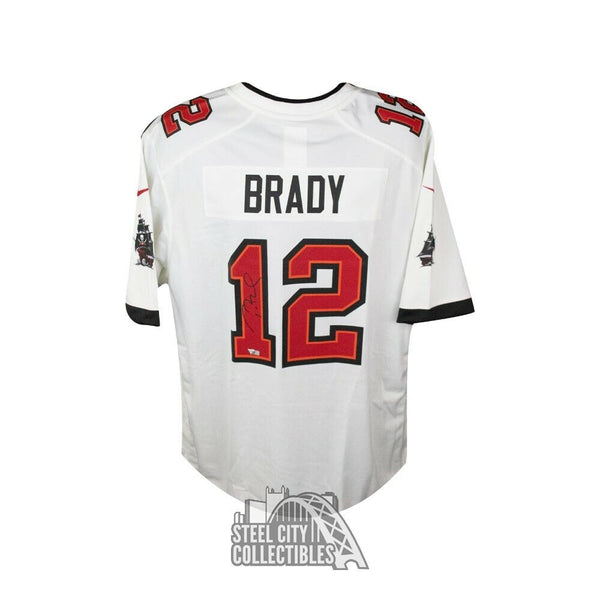 Tom Brady Autograph Tampa Bay Buccaneers White Nike Football Jersey Fanatics LOA