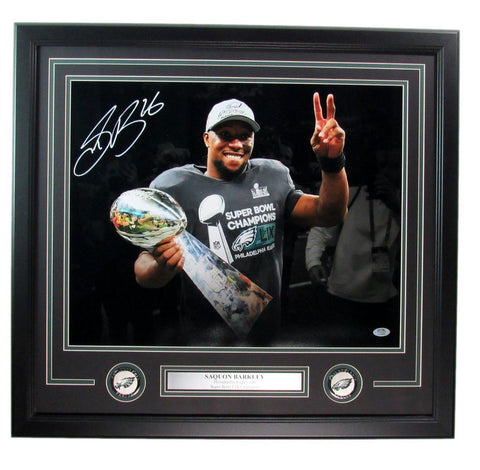 Saquon Barkley Signed/Auto 16x20 Photo Philadelphia Eagles Framed PSA 195286