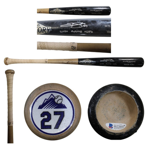 Trevor Story Signed Colorado Rockies Game Used '20 Old Hickory Bat Beckett 57825