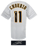 Jackson Chourio (BREWERS) Signed White Custom Baseball Jersey - (BECKETT COA)