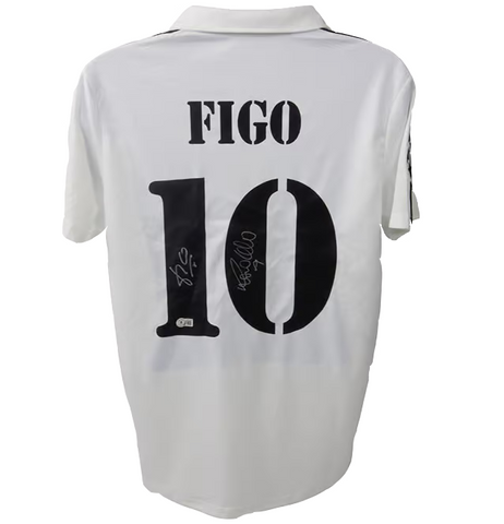 Luis Figo & Ronaldo Nazario Signed Real Madrid FC Soccer Jersey with Beckett COA