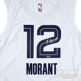 JA MORANT Autographed Memphis Grizzlies White Nike Jersey PANINI