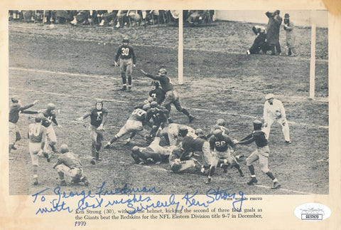 Ken Strong Autographed/Inscribed 9x6.5 B/W Photo New York Giants JSA