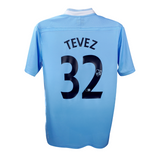 Carlos Tevez Signed Manchester City Home Soccer Jersey #32 with Beckett Witness