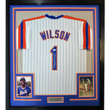 FRAMED Signed MOOKIE WILSON 35x39 New York Pinstripe Jersey JSA COA