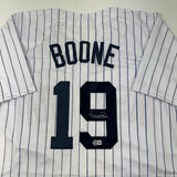 Autographed/Signed Aaron Boone New York Pinstripe Jersey Beckett COA