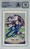 Emmitt Smith Autographed 1990 Fleer U-40 Rookie Card Beckett 10 Slab 39261