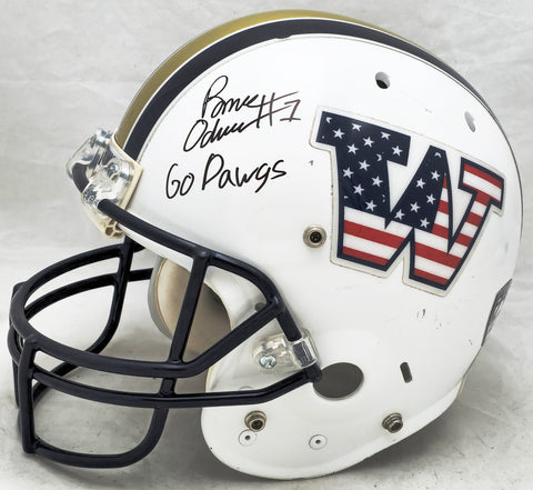 Rome Odunze Autographed Washington White USA Flag Full Size Authentic Helmet Go