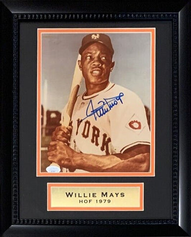 Willie Mays Autographed San Francisco Giants Baseball 8x10 Framed Photo JSA 3