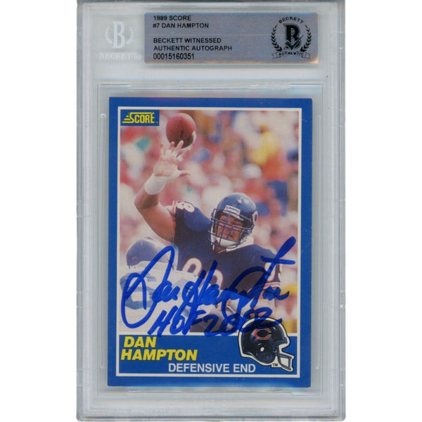 Dan Hampton Autographed/Signed 1989 Score 7 Slabbed Trading Card Beckett 47934