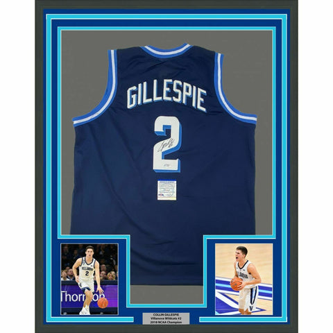 FRAMED Autographed/Signed COLLIN GILLESPIE 33x42 Villanova Blue Jersey PSA COA