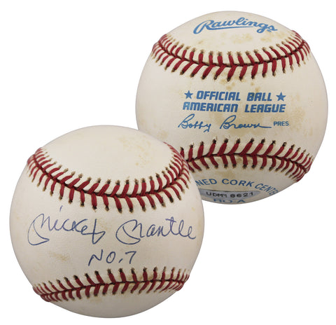 Yankees Mickey Mantle "No. 7" Authentic Signed OAL Baseball UDA #UDM18621