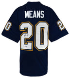 Natrone Means (CHARGERS) Signed Navy Custom Football Jersey - (BECKETT COA)