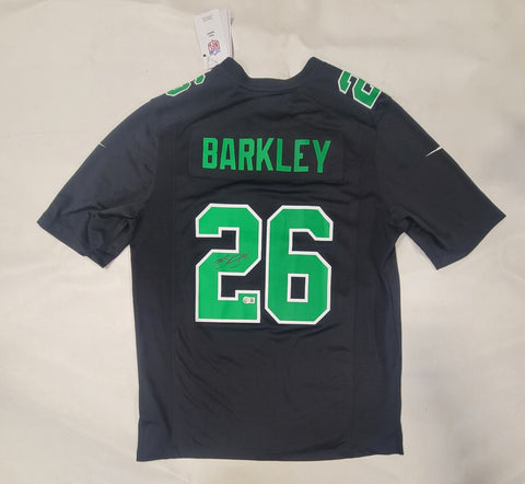 SAQUON BARKLEY SIGNED PHILADELPHIA EAGLES NIKE SCREENPRINT ALT JERSEY BECKETT QR