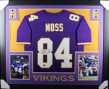 Randy Moss Autographed/Signed Pro Style Framed Purple XL Jersey Beckett 37000