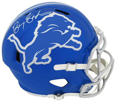Barry Sanders Signed Lions FLASH Riddell Speed F/S Rep Helmet (In White)(SS COA)