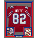 Framed Autographed/Signed Don Beebe 35x39 Buffalo Red Jersey JSA COA