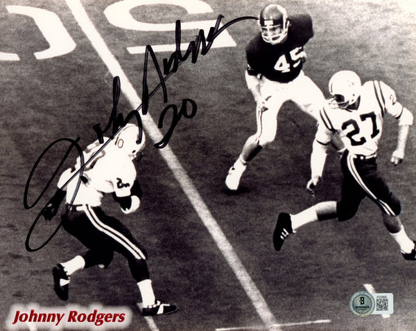 Johnny Rodgers Autographed/Signed Nebraska Cornhuskers 8x10 Photo Beckett 57704