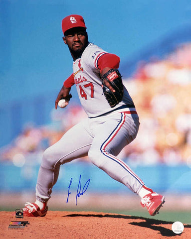 Lee Smith Signed Cardinals Grey Jersey Pitching Action 16x20 Photo - (SS COA)