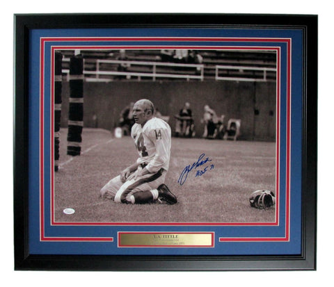 Y.A. Tittle HOF New York Giants Signed/Inscribed 16x20 Photo Framed JSA 159593