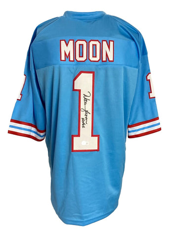 Warren Moon Signed Custom Blue Pro-Style Football Jersey HOF 06 BAS