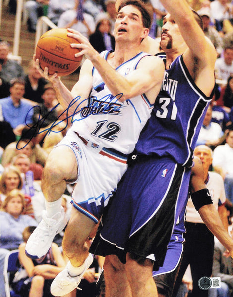 John Stockton Autographed Signed 11x14 Photo Utah Jazz Beckett BAS QR #AE31849