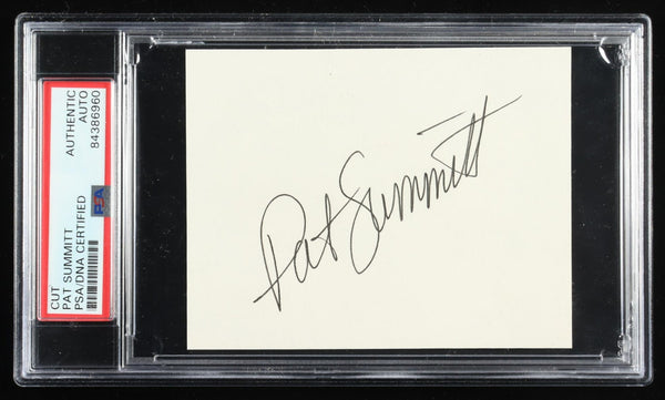 Pat Summitt Signed Index Card Tennessee Volunteers Head Coach / PSA Encapsulated