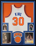 FRAMED NEW YORK KNICKS BERNARD KING AUTOGRAPHED 2x INSCRIBED JERSEY JSA COA