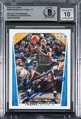 Magic Shaquille O'Neal Signed 2018 Hoops #298 Card Auto 10! BAS Slabbed